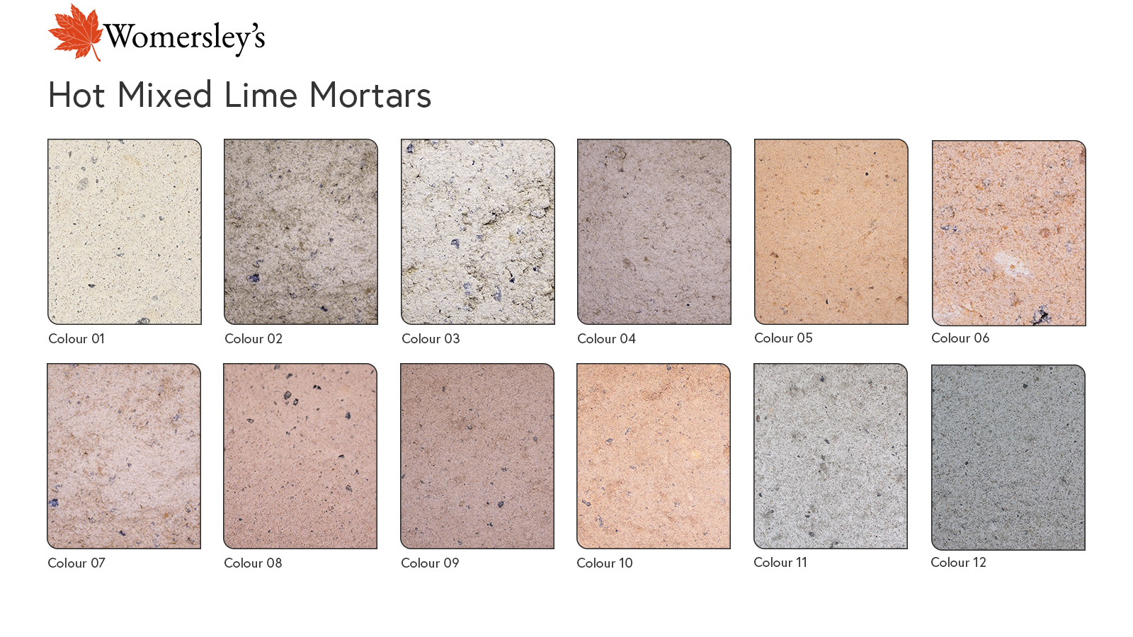 Womersleys Range Coloured Hot Mixed Lime Mortar Mix